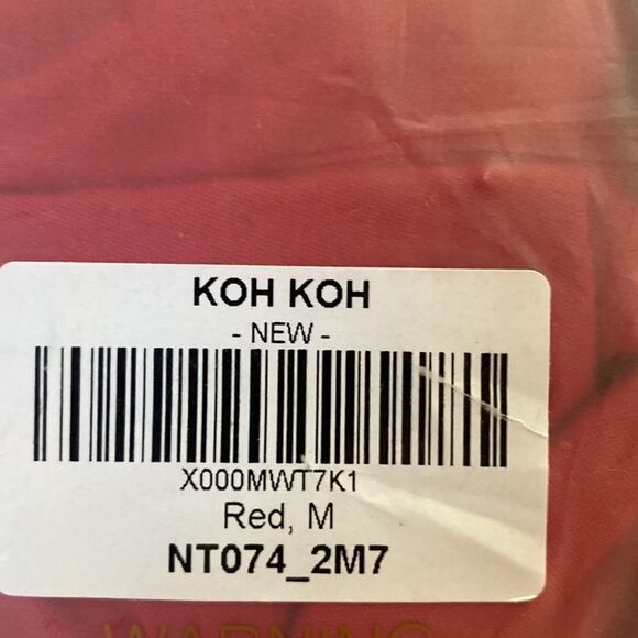 KOH KOH Cap Short Sleeve V-Neck‎ Flowy Maxi Dress - NT074 Red M NWT in packaging - Picture 7 of 7